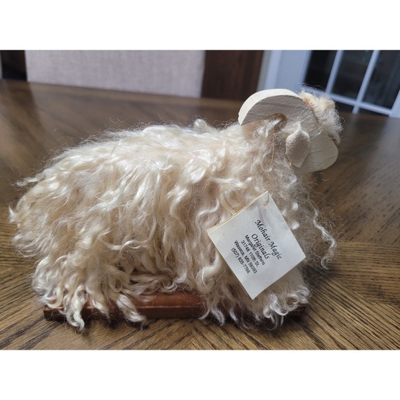 Mohair Magic Originals Other - Mohair Magic Originals Wood Goat with Mohair Pelt Figurine Charming Rustic Decor